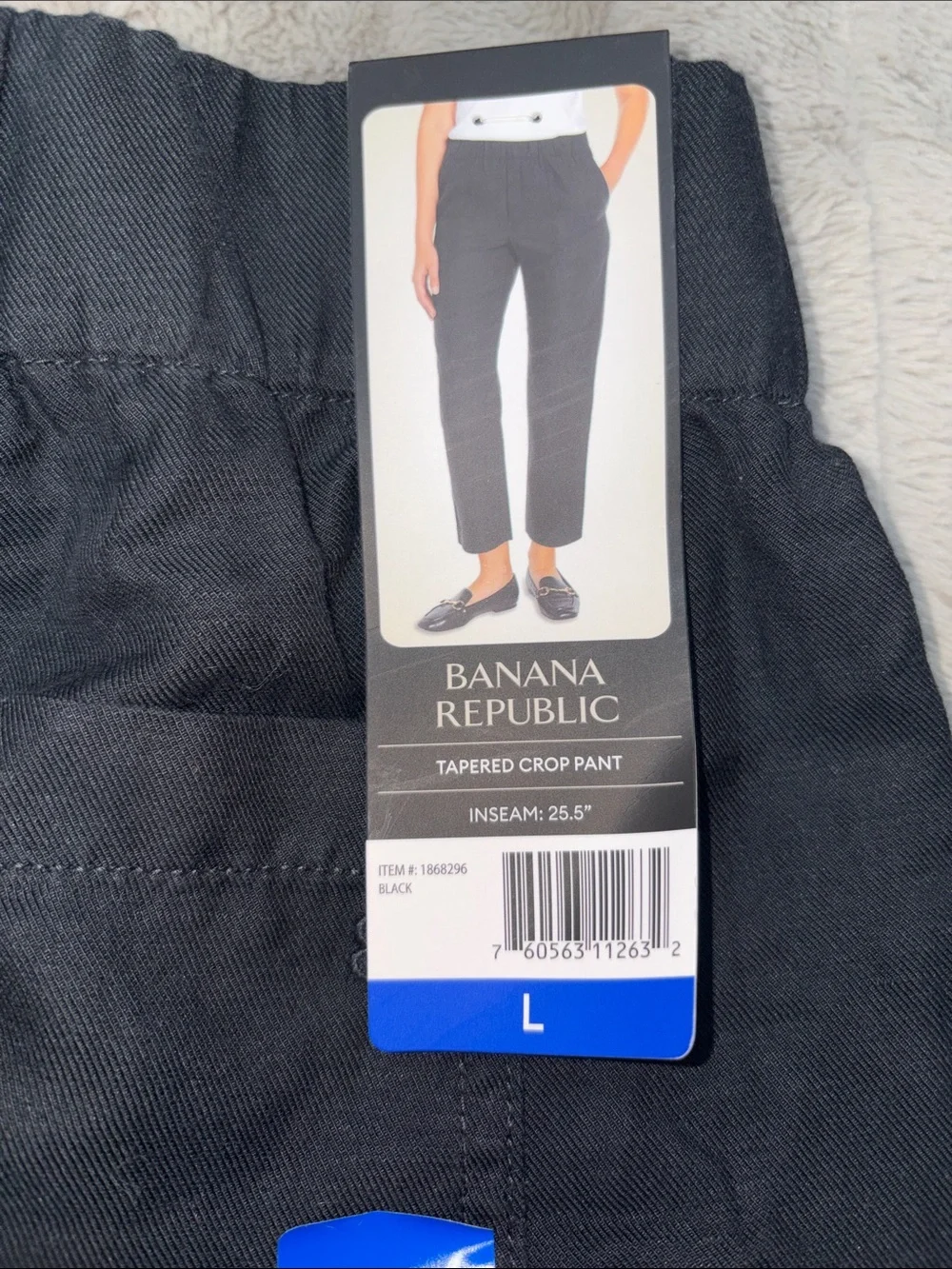 Banana Republic Women’s Black Casual Tapered Crop Elastic-Waist Pants